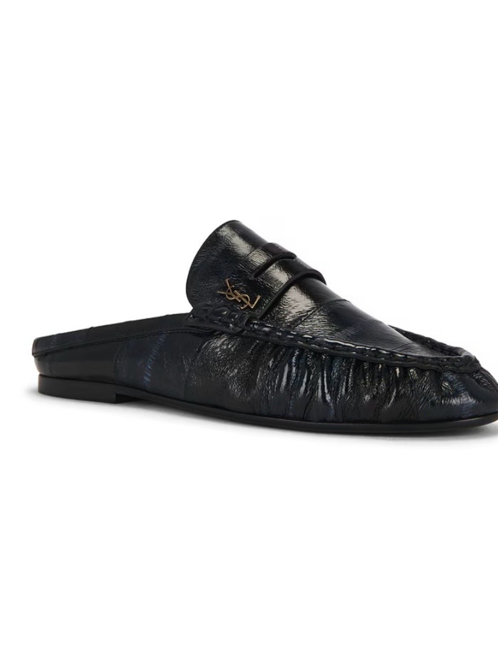 Saint Laurent Black Patent Leather Slip-On Mule Loafer